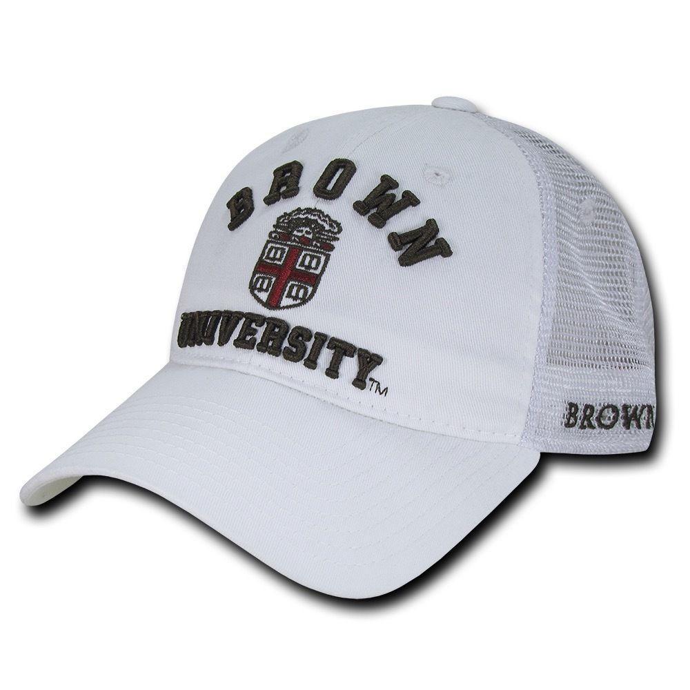 NCAA Brown Bears University Curved Bill Relaxed Mesh Trucker Caps Hats White-Campus-Wardrobe