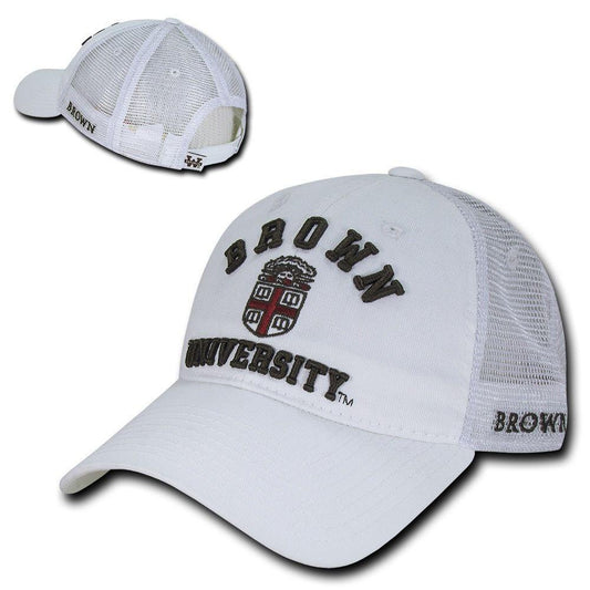 NCAA Brown Bears University Curved Bill Relaxed Mesh Trucker Caps Hats White-Campus-Wardrobe