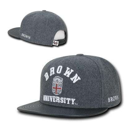 NCAA Brown Bears University Melton Vinyl Snapback Baseball Caps Hats-Campus-Wardrobe