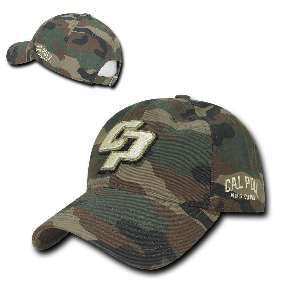 NCAA Cal Poly Mustangs 6 Panel Relaxed Camo Camouflage Baseball Caps Hats-Campus-Wardrobe