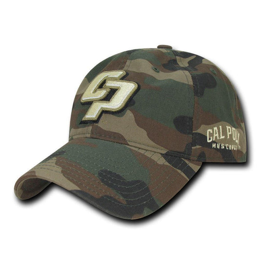 NCAA Cal Poly Mustangs 6 Panel Relaxed Camo Camouflage Baseball Caps Hats-Campus-Wardrobe