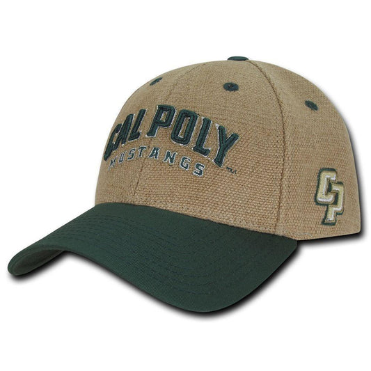 NCAA Cal Poly Mustangs University 6 Panel Constructed Structured Jute Caps Hats-Campus-Wardrobe