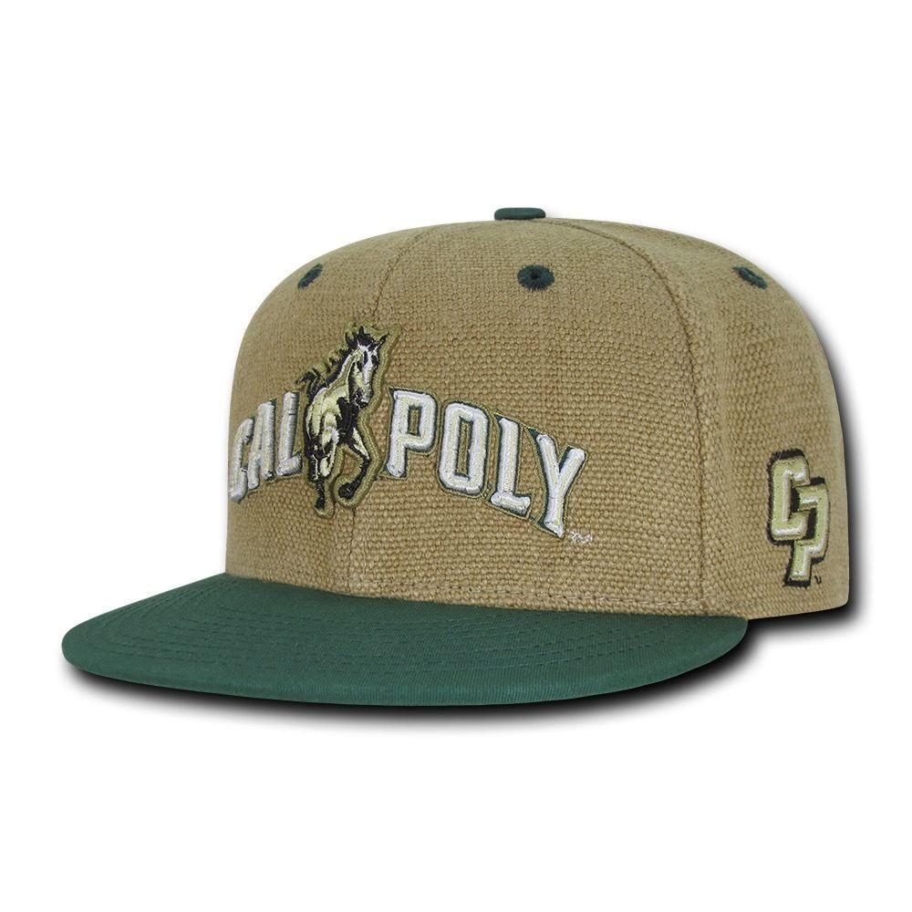 NCAA Cal Poly Mustangs University Constructed Heavy Jute Snapback Caps Hats-Campus-Wardrobe