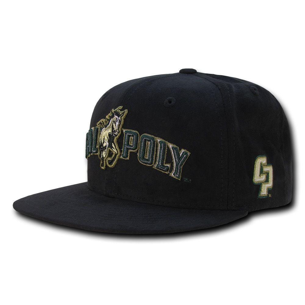 NCAA Cal Poly Mustangs University Faux Suede Snapback Baseball Caps Hats-Campus-Wardrobe