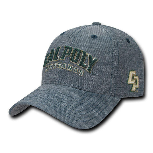 NCAA Cal Poly Mustangs University Structured Denim Baseball Caps Hats Blue-Campus-Wardrobe