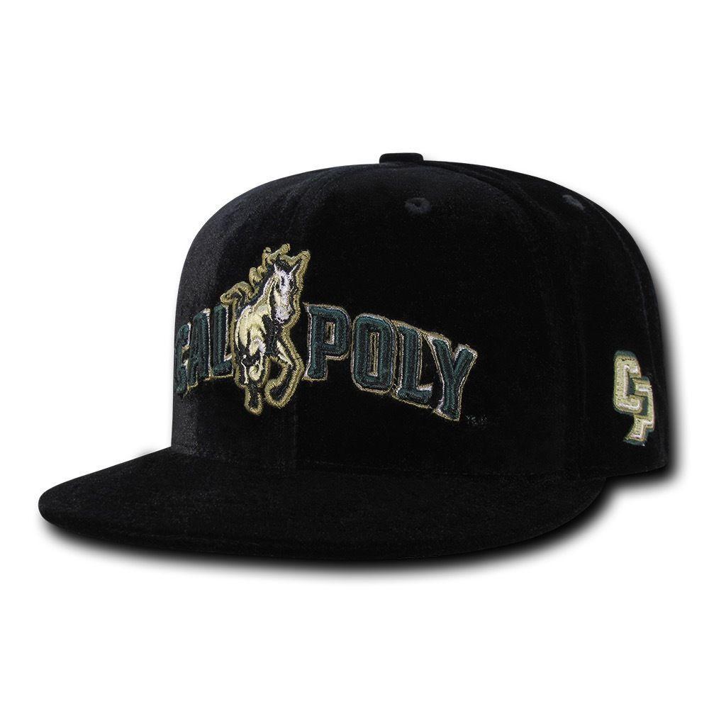 NCAA Cal Poly Mustangs University Velvet Snapback Caps Hats Black-Campus-Wardrobe