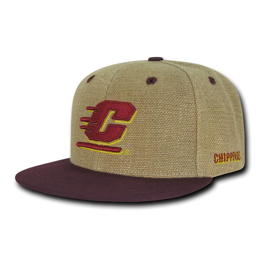 NCAA Cmu Central Michigan Chippewas University Heavy Jute Snapback Caps Hats-Campus-Wardrobe