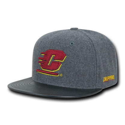 NCAA Cmu Central Michigan Chippewas University Melton Vinyl Snapback Caps Hats-Campus-Wardrobe