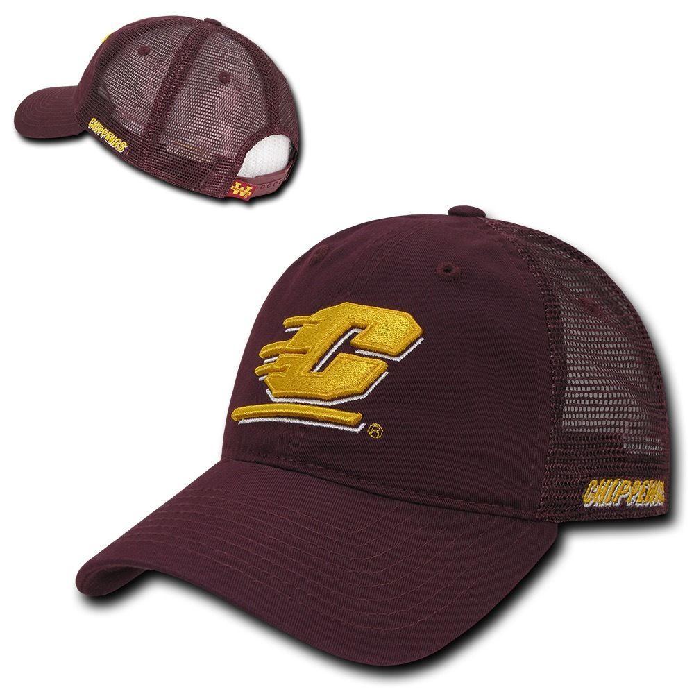 NCAA Cmu Central Michigan Chippewas University Relaxed Mesh Trucker Caps Hats-Campus-Wardrobe
