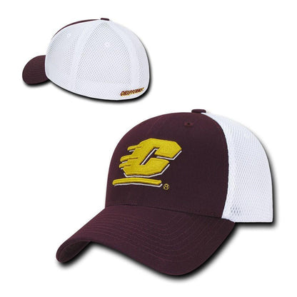 NCAA Cmu Central Michigan Chippewas University Structured Mesh Flex Caps Hats-Campus-Wardrobe