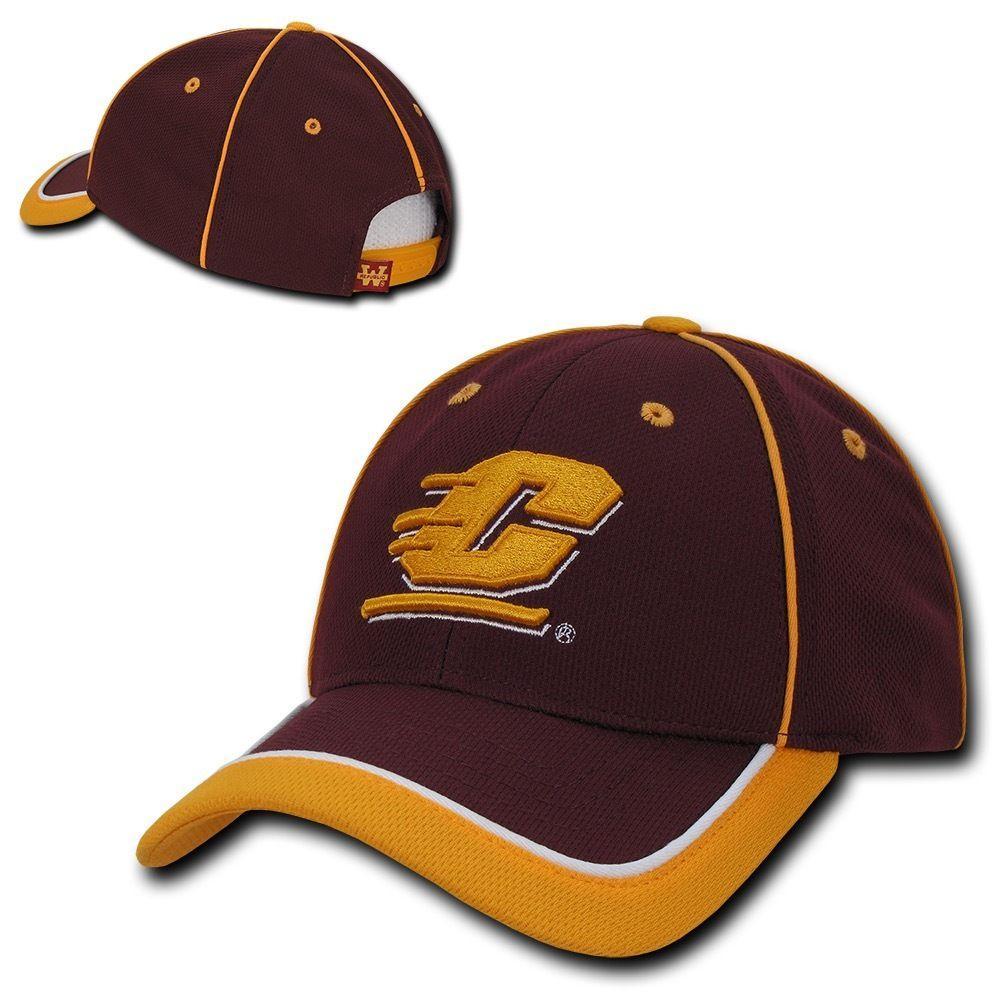 NCAA Cmu Central Michigan University 6 Panel Structured Piped Baseball Caps Hat-Campus-Wardrobe