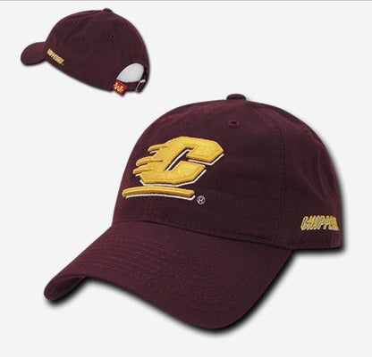 NCAA Cmu Central Michigan University Chippewas Relaxed Cotton Baseball Caps Hat-Campus-Wardrobe