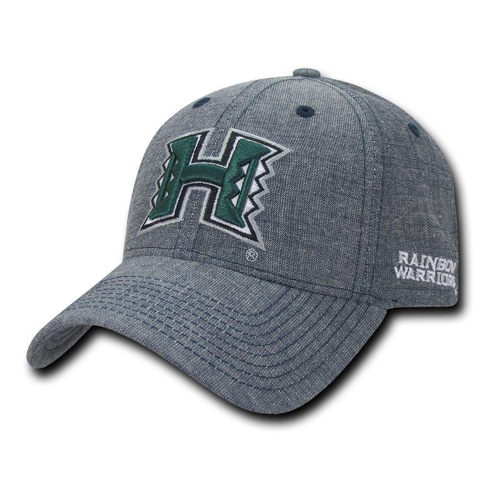 NCAA Hawaii University Rainbow Warriors Cotton Structured Denim Caps Hats Blue-Campus-Wardrobe
