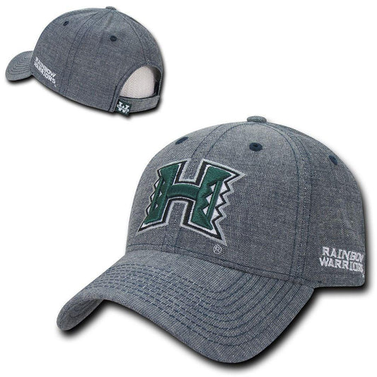 NCAA Hawaii University Rainbow Warriors Cotton Structured Denim Caps Hats Blue-Campus-Wardrobe