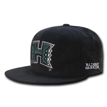 NCAA Hawaii University Rainbow Warriors Faux Suede Snapback Caps Hats Black-Campus-Wardrobe