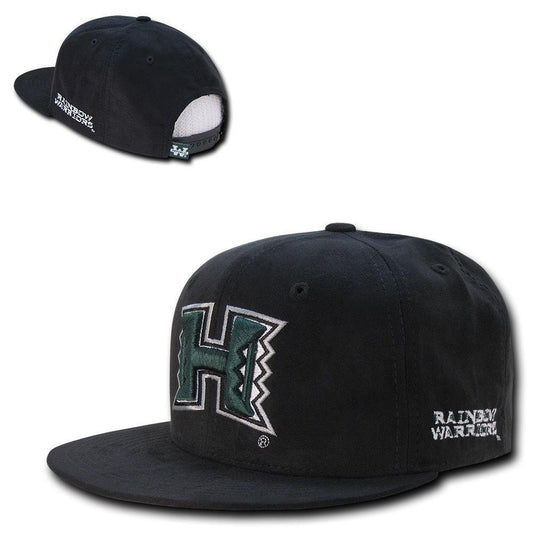NCAA Hawaii University Rainbow Warriors Faux Suede Snapback Caps Hats Black-Campus-Wardrobe