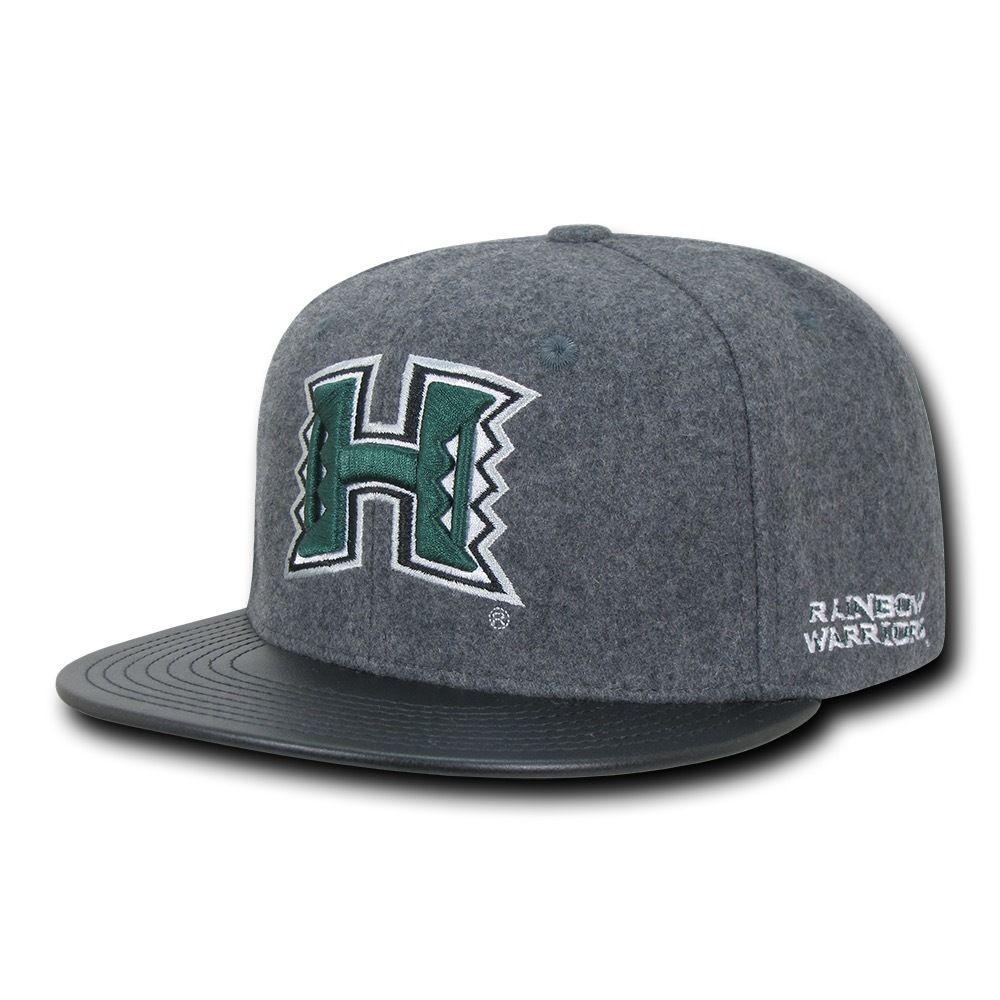 NCAA Hawaii University Rainbow Warriors Melton Vinyl Snapback Baseball Caps Hats-Campus-Wardrobe