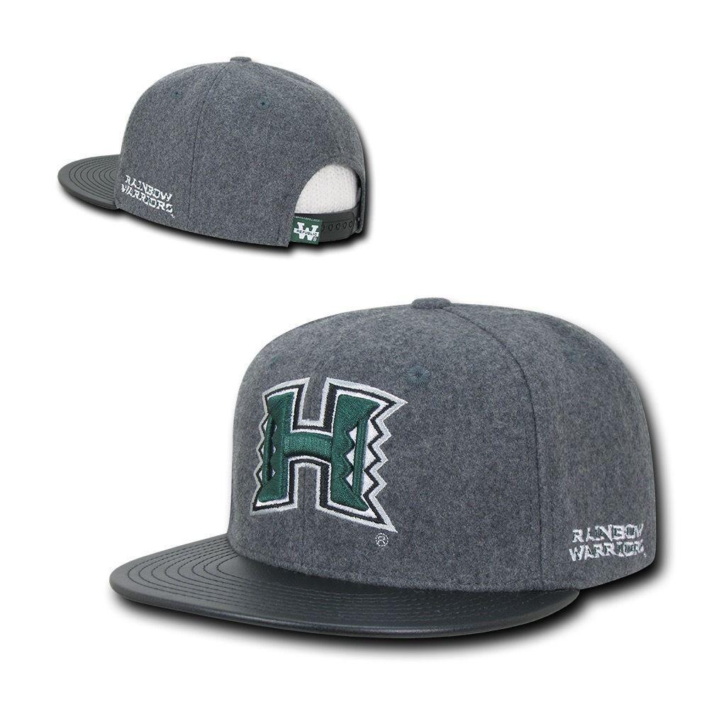 NCAA Hawaii University Rainbow Warriors Melton Vinyl Snapback Baseball Caps Hats-Campus-Wardrobe