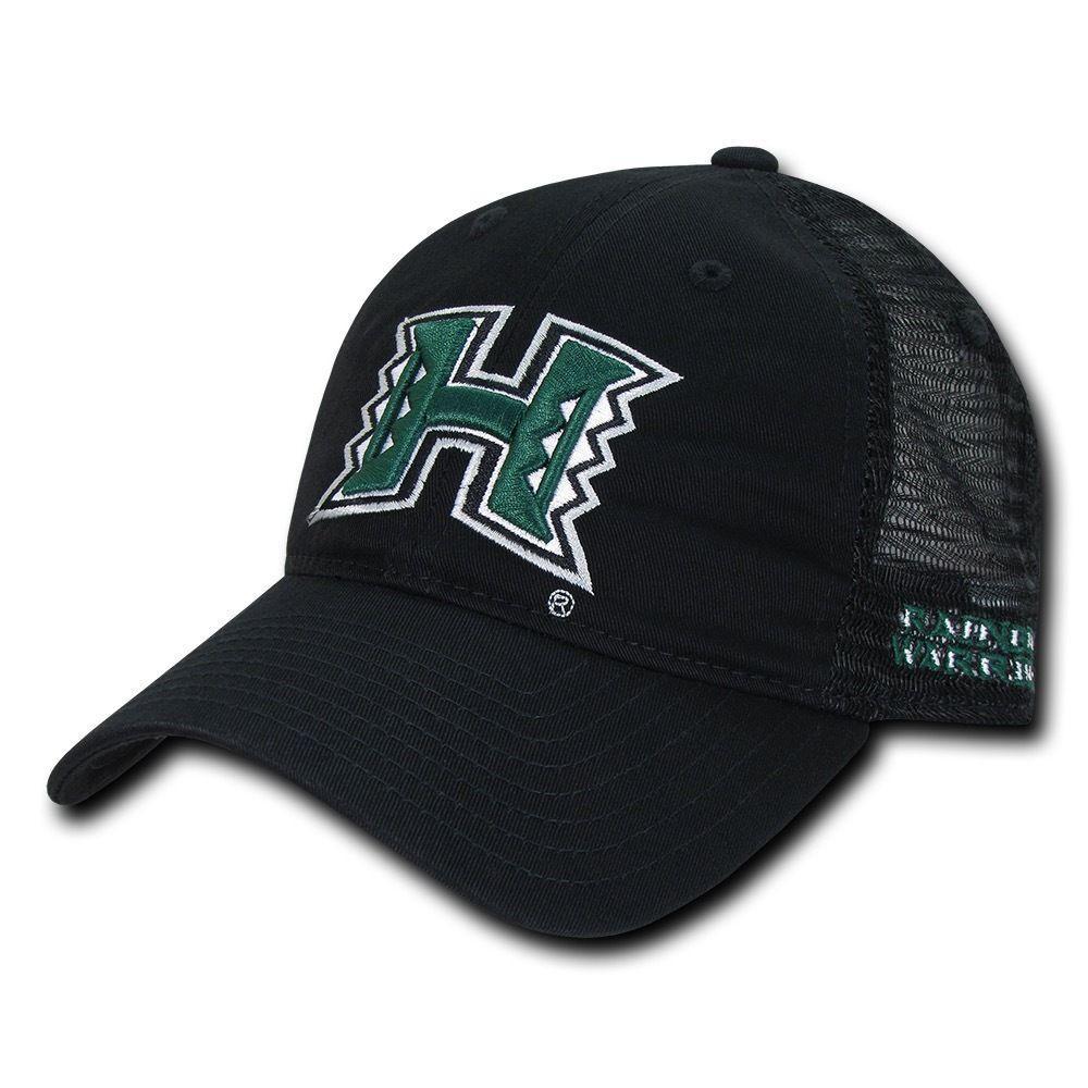 NCAA Hawaii University Rainbow Warriors Relaxed Mesh Trucker Caps Hats Black-Campus-Wardrobe