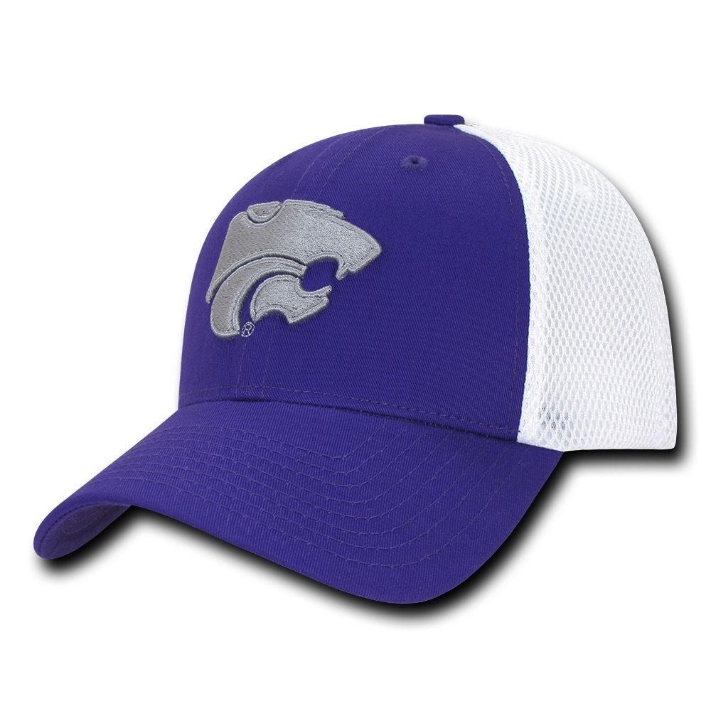 NCAA Kansas State Wildcats University Structured Mesh Flex Baseball Caps Hats-Campus-Wardrobe