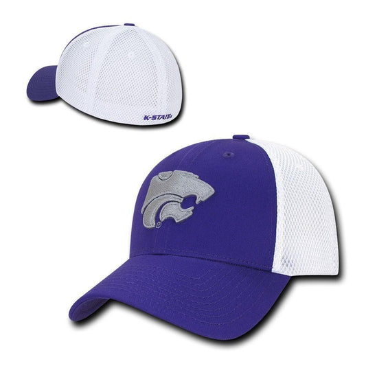 NCAA Kansas State Wildcats University Structured Mesh Flex Baseball Caps Hats-Campus-Wardrobe
