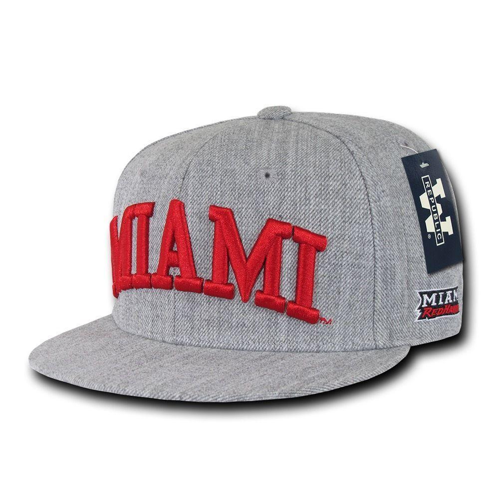 NCAA Miami University Red Hawks 6 Panel Game Day Snapback Caps Hats Heather Grey-Campus-Wardrobe