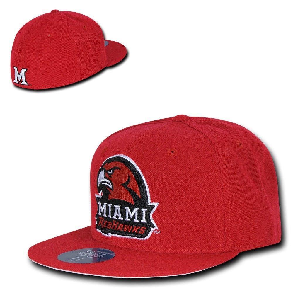 NCAA Miami University Red Hawks College Fitted Caps Hats Red-Campus-Wardrobe