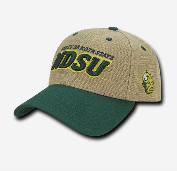 NCAA Ndsu North Dakota State Bison University 6 Panel Structured Jute Caps Hats-Campus-Wardrobe