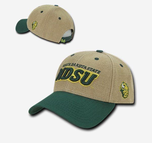 NCAA Ndsu North Dakota State Bison University 6 Panel Structured Jute Caps Hats-Campus-Wardrobe