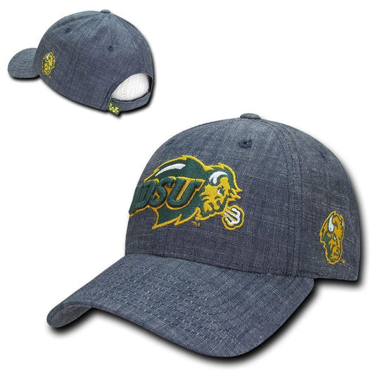 NCAA Ndsu North Dakota State Bison University Structured Denim Caps Hats Blu-Campus-Wardrobe