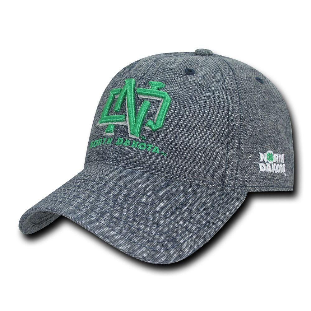 NCAA Ndu North Dakota University 6 Panel Relaxed Denim Baseball Caps Hats-Campus-Wardrobe