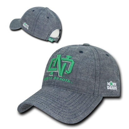 NCAA Ndu North Dakota University 6 Panel Relaxed Denim Baseball Caps Hats-Campus-Wardrobe