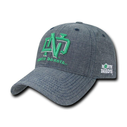 NCAA Ndu North Dakota University Cotton 6 Panel Structured Denim Caps Hats-Campus-Wardrobe