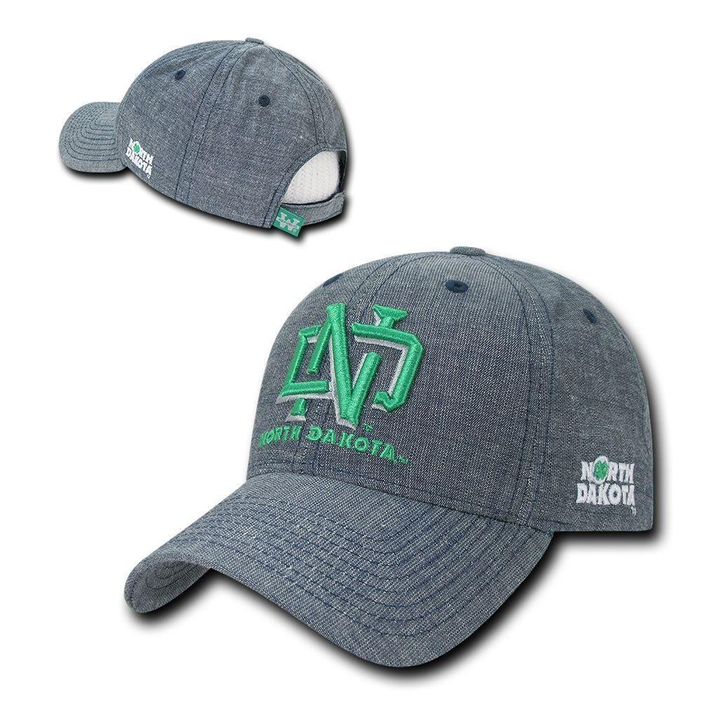NCAA Ndu North Dakota University Cotton 6 Panel Structured Denim Caps Hats-Campus-Wardrobe