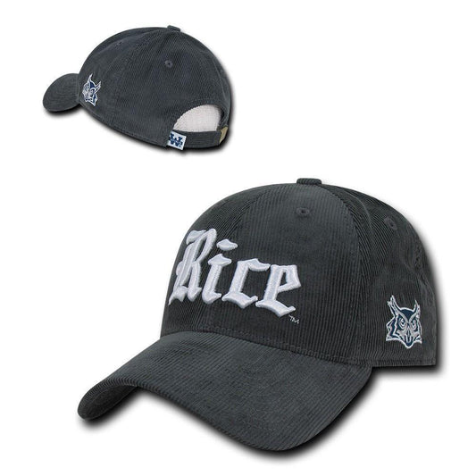 NCAA Rice Owls University Low Crown Structured Corduroy Baseball Caps Hats-Campus-Wardrobe