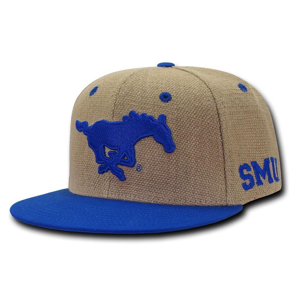NCAA Smu Southern Methodist University Heavy Jute Snapback Caps Hats Royal-Campus-Wardrobe