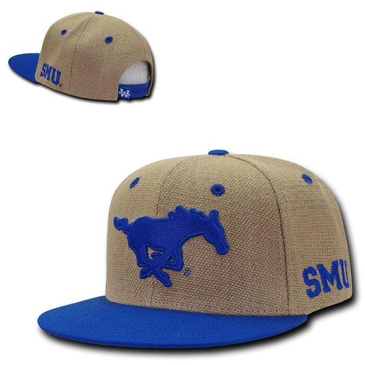 NCAA Smu Southern Methodist University Heavy Jute Snapback Caps Hats Royal-Campus-Wardrobe