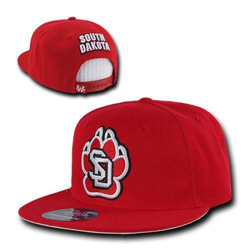 NCAA South Dakota University 6 Panel Freshmen Snapback Baseball Caps Hat Red-Campus-Wardrobe