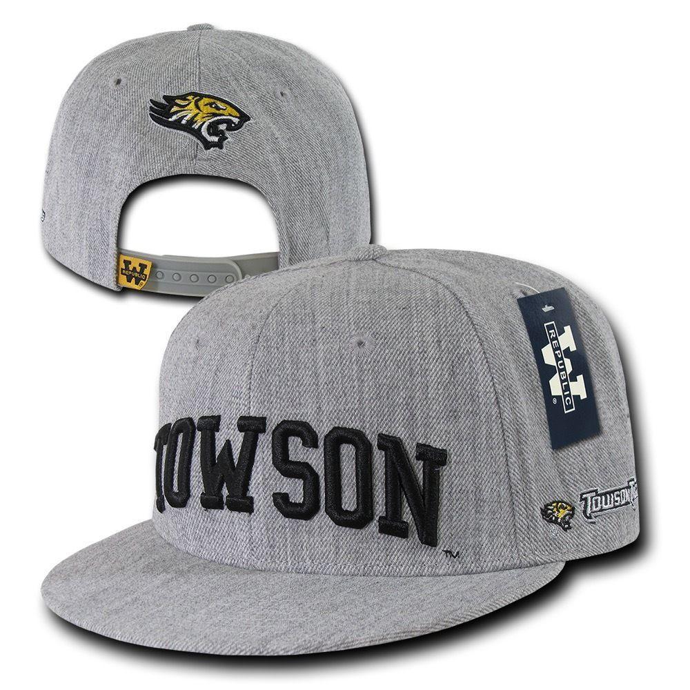 NCAA Towson University Tigers 6 Panel Game Day Snapback Caps Hats Heather Grey-Campus-Wardrobe