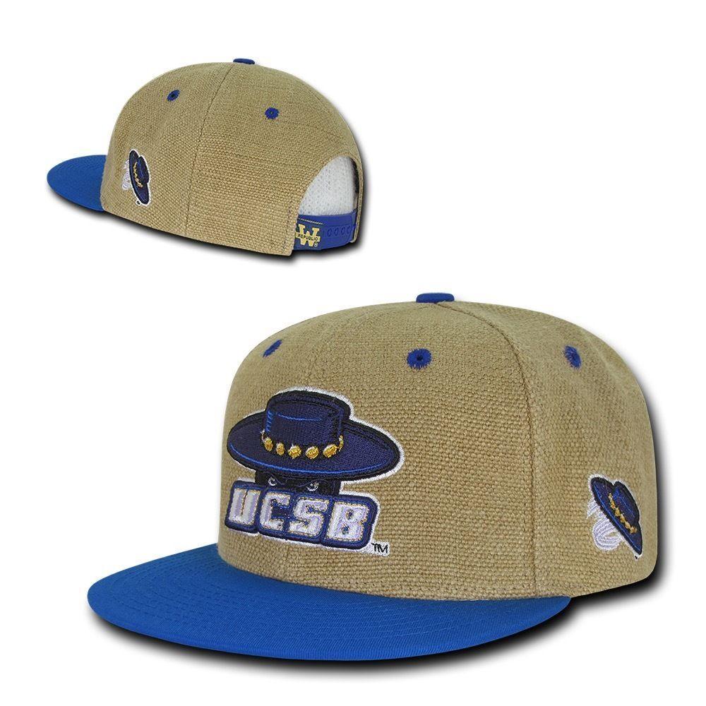 NCAA UCSB Uc Santa Barbara Gauchos 6 Panel Heavy Jute Snapback Caps Hats Royal-Campus-Wardrobe