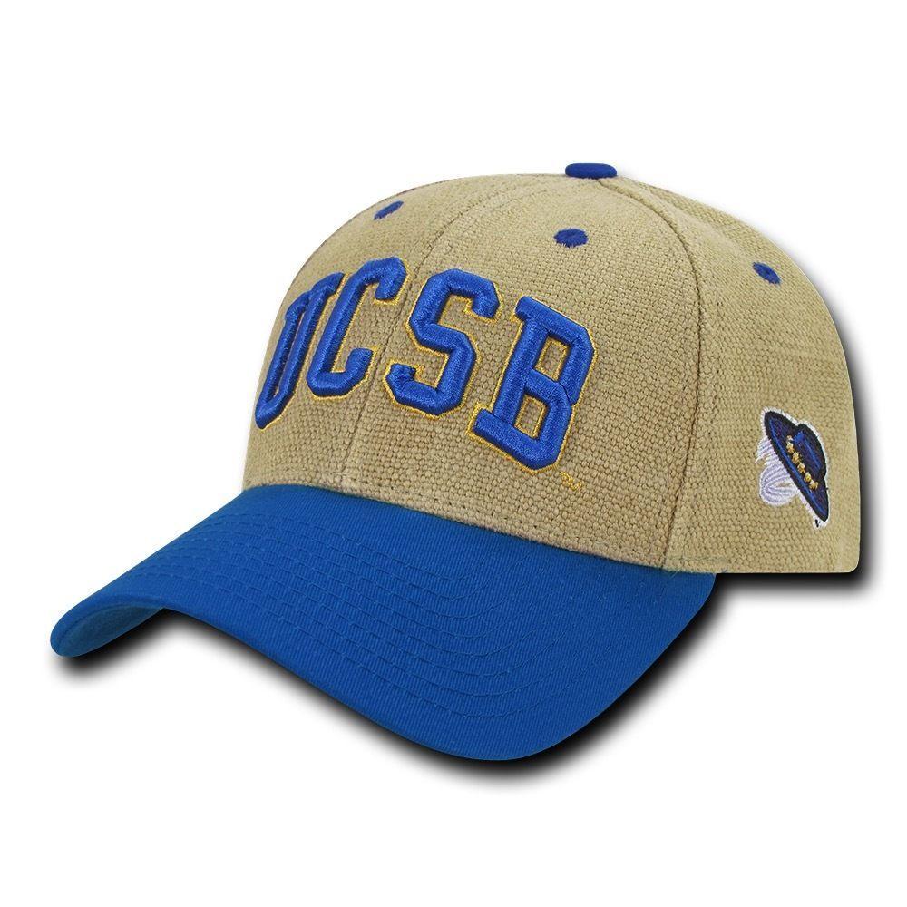 NCAA UCSB Uc Santa Barbara Gauchos 6 Panel Low Structured Jute Caps Hats Royal-Campus-Wardrobe