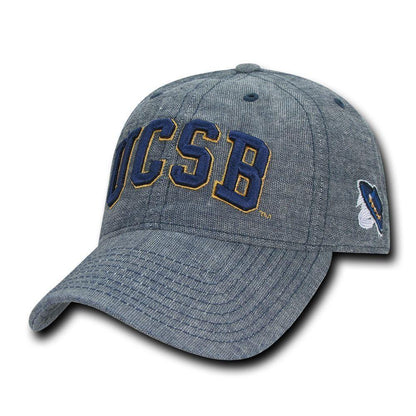 NCAA UCSB Uc Santa Barbara Gauchos 6 Panel Relaxed Denim Baseball Caps Hats Blue-Campus-Wardrobe