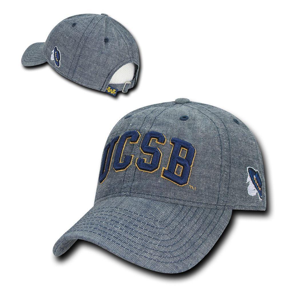 NCAA UCSB Uc Santa Barbara Gauchos 6 Panel Relaxed Denim Baseball Caps Hats Blue-Campus-Wardrobe