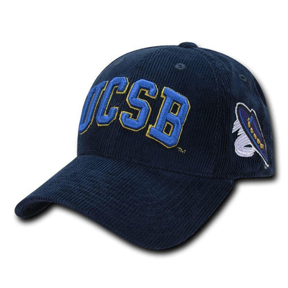 NCAA UCSB Uc Santa Barbara Gauchos Structured Corduroy Baseball Caps Hats Navy-Campus-Wardrobe