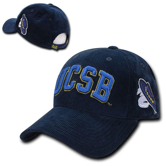 NCAA UCSB Uc Santa Barbara Gauchos Structured Corduroy Baseball Caps Hats Navy-Campus-Wardrobe