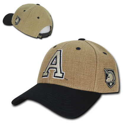 NCAA United States Military Academy 6 Panel Structured Jute Caps Hats Black-Campus-Wardrobe