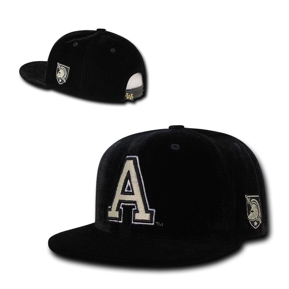 NCAA United States Military Academy Velvet Snapback Baseball Caps Hats Black-Campus-Wardrobe