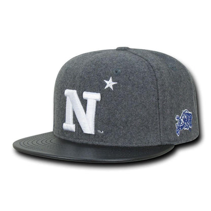 NCAA United States Naval Academy Melton Vinyl Snapback Baseball Caps Hats-Campus-Wardrobe