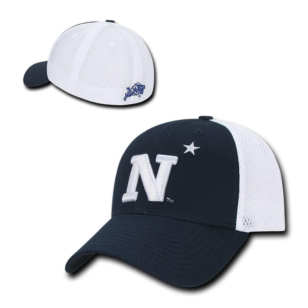 NCAA United States Naval Academy Structured Mesh Flex Baseball Caps Hats-Campus-Wardrobe