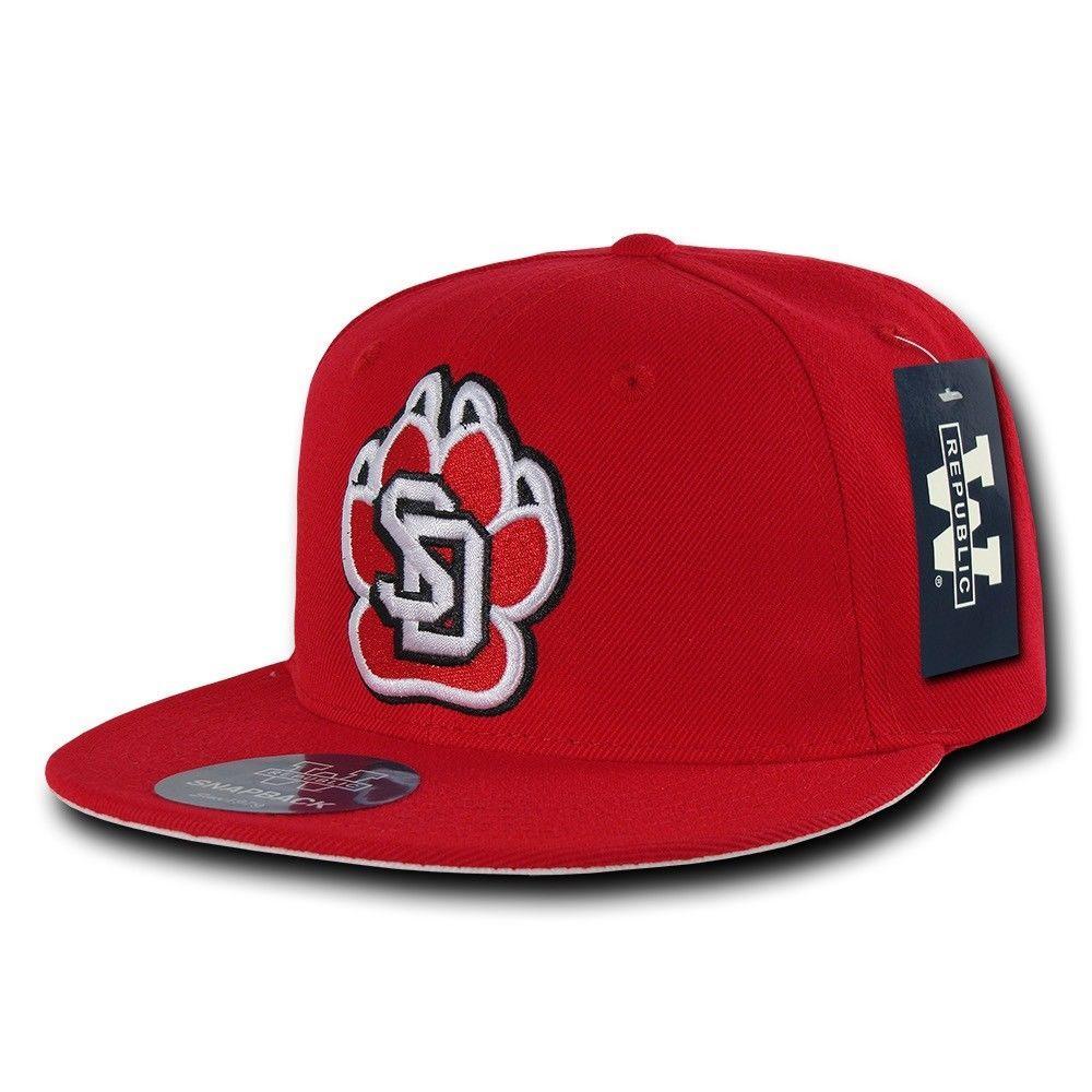 NCAA University Of South Dakota Coyotes College Fitted Caps Hats Red-Campus-Wardrobe